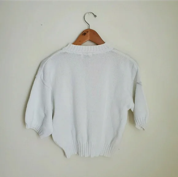 Floral Bouquet Print Short Sleeve Sweater Top - Picture 4 of 4